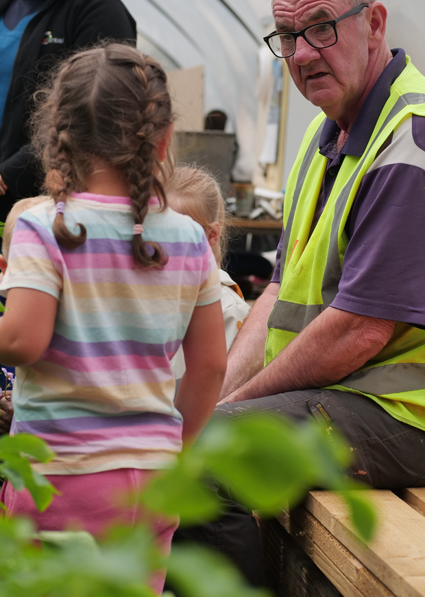 Adult talking to a child